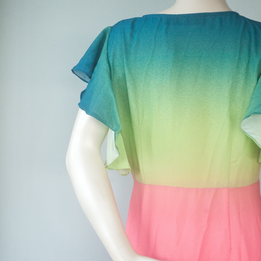 NWT New York & Company Rainbow Hi Low Ombre Blouse Top - Picture 8 of 9